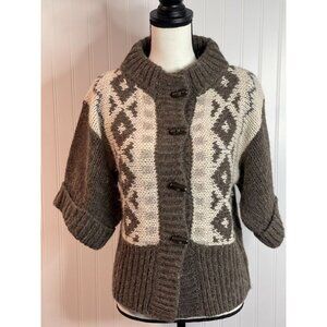 Elsamanda Wool Blend Cardigan Sweater With Toggle Closure Sz M Made in Italy